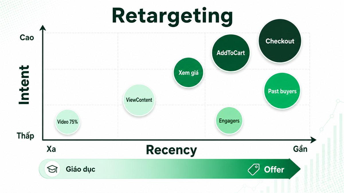 Bản đồ retargeting theo hai trục recency và intent